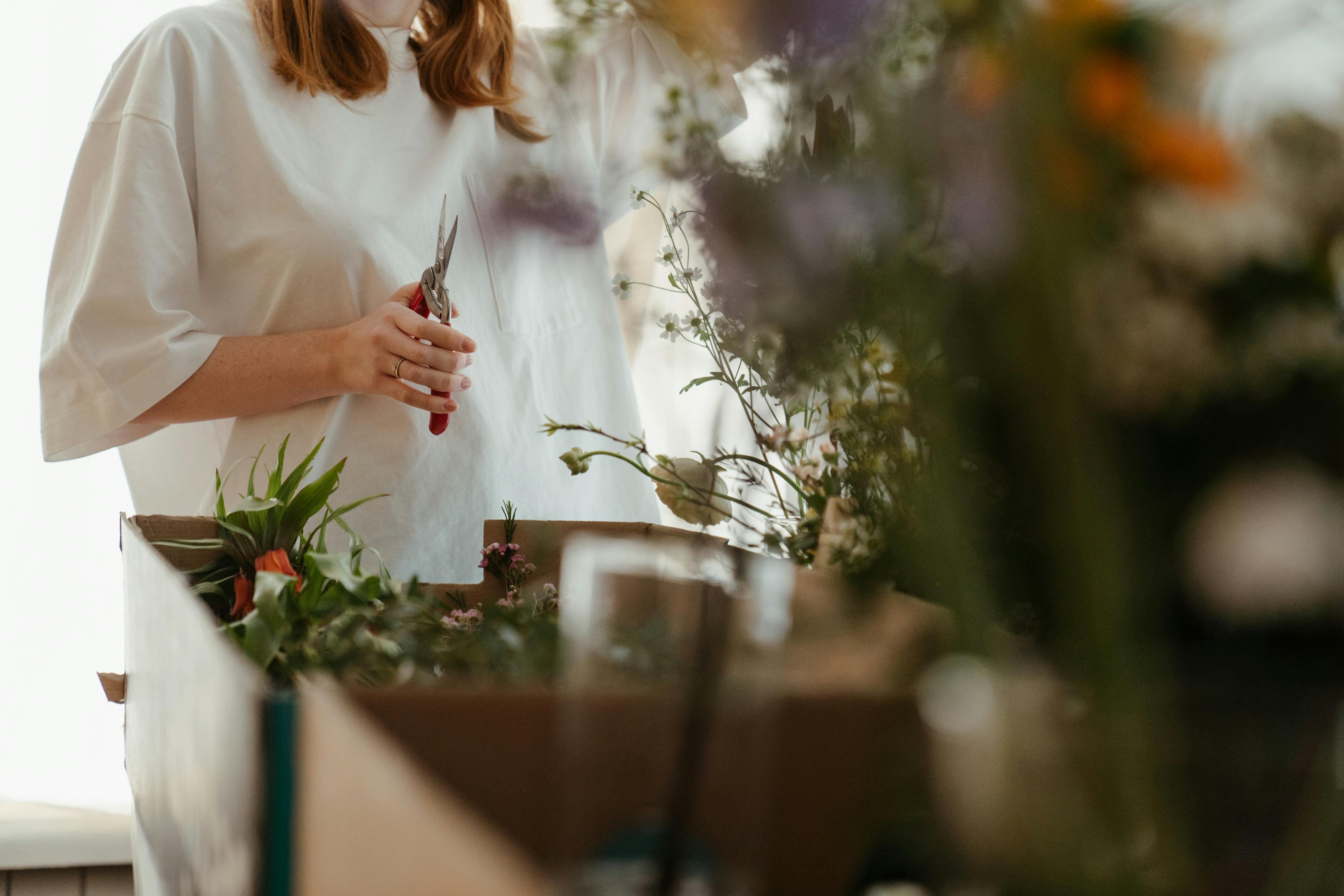 PetalWave team preparing bouquets